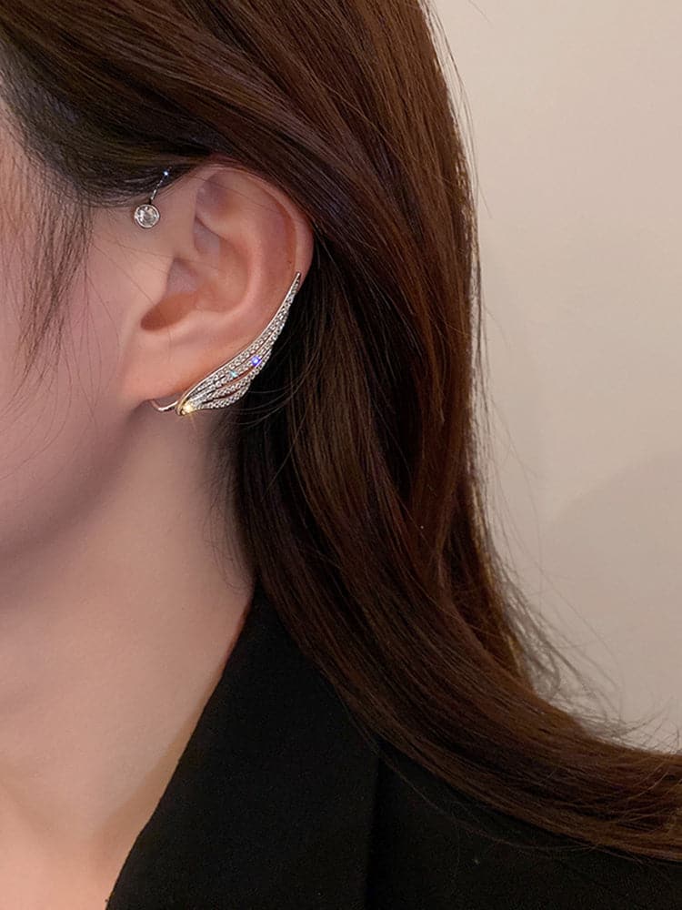 Wing S925 Sterling Silver Earrings (18K White Gold Plated)