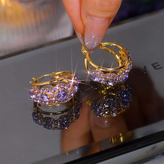 Diamond zircon earrings(gold plated)